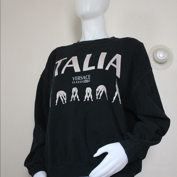 ๐ช๐ป ๐ฎ๐น Versace Classic V2 Vintage Pullover Black Logo Sweatshirt 1990s - Picture 13 of 14